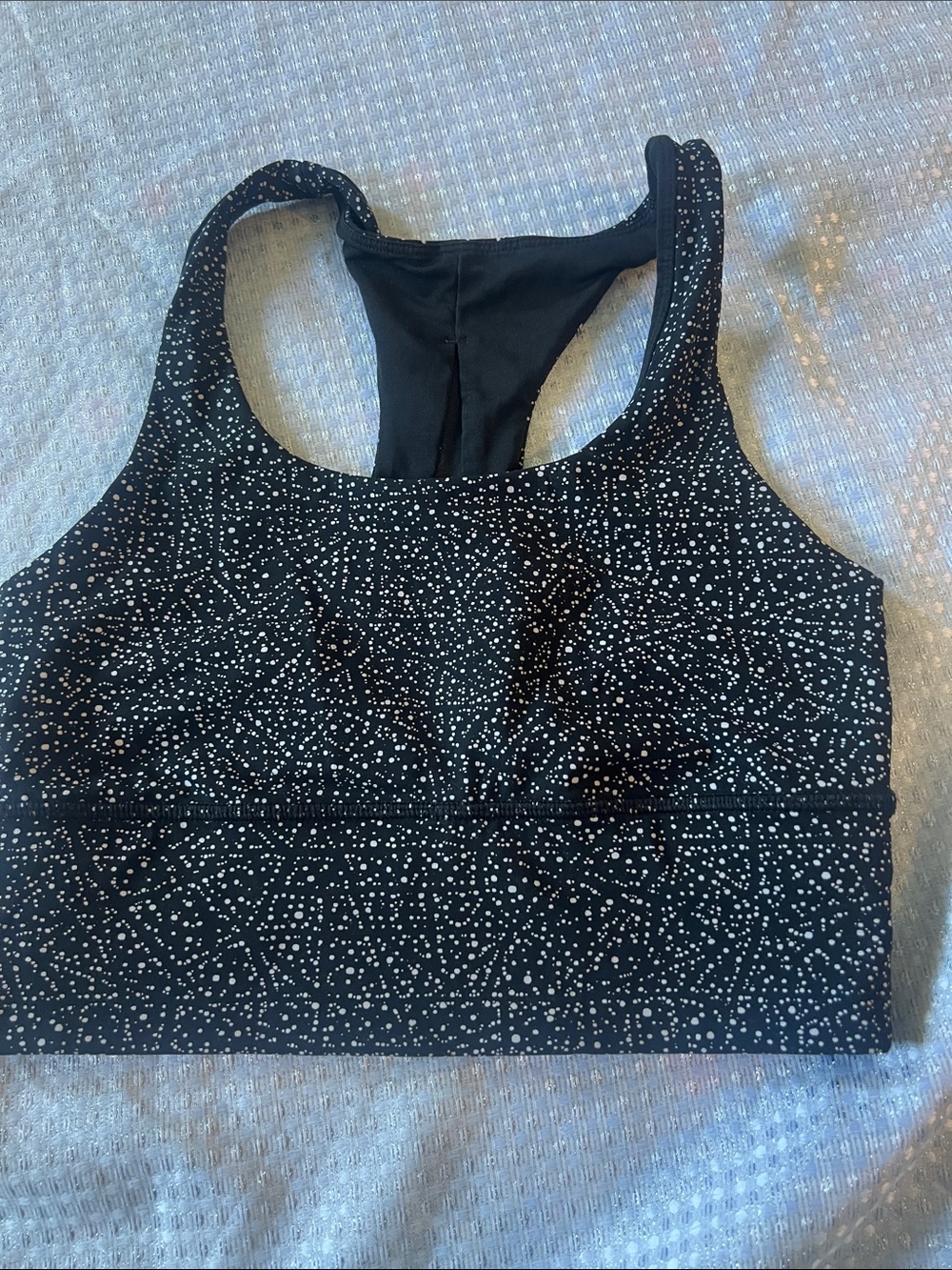 lululemon athletica Black Sports Bra with White Dot Pattern size 6